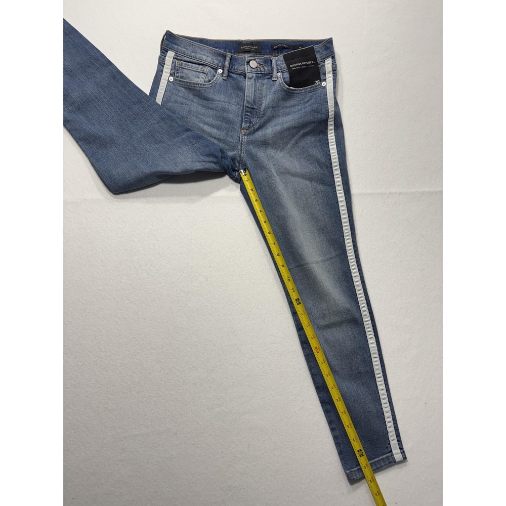 Banana Republic Jeans Womens 28 Blue Wash Mid Rise Skinny Crop Stripe 28x27.5 - Picture 10 of 15